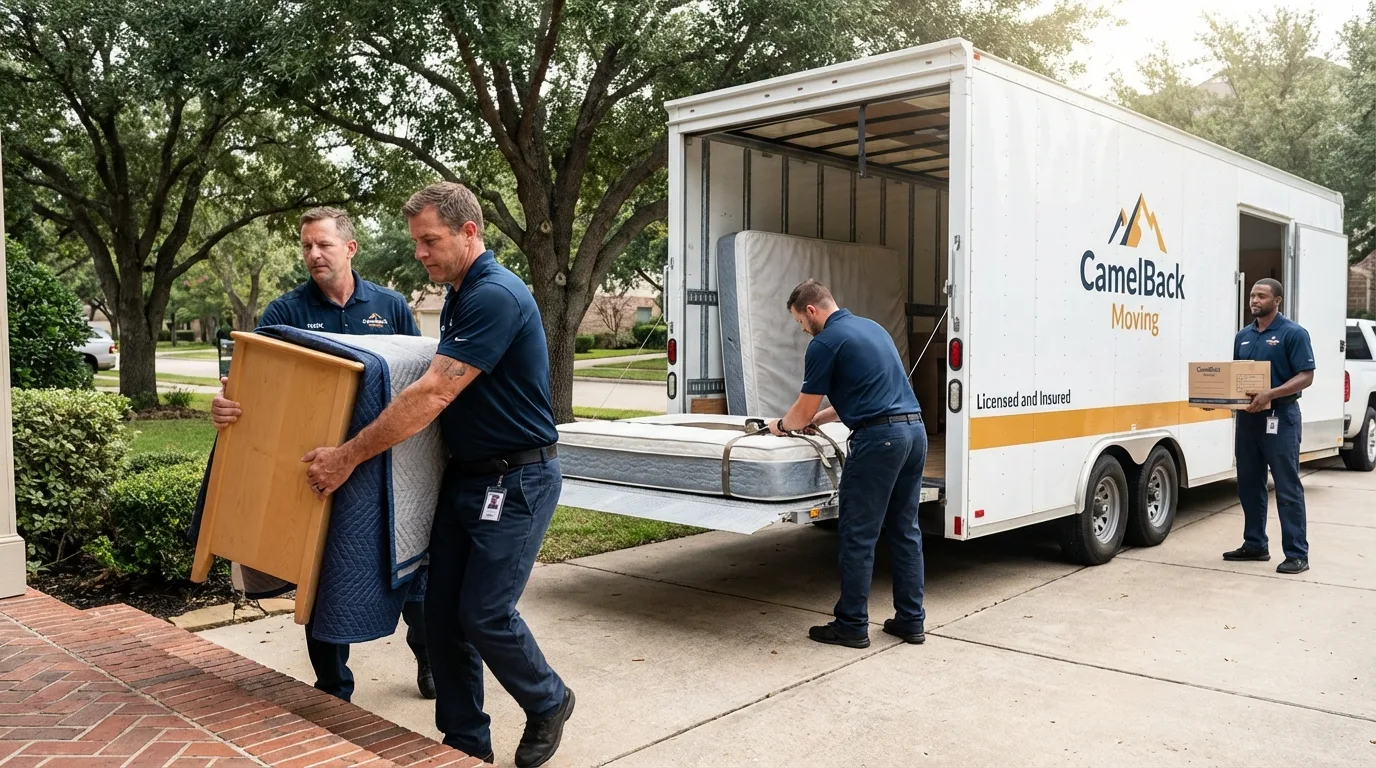 Crew loading residential truck for cross-state move from Hughesville, MD