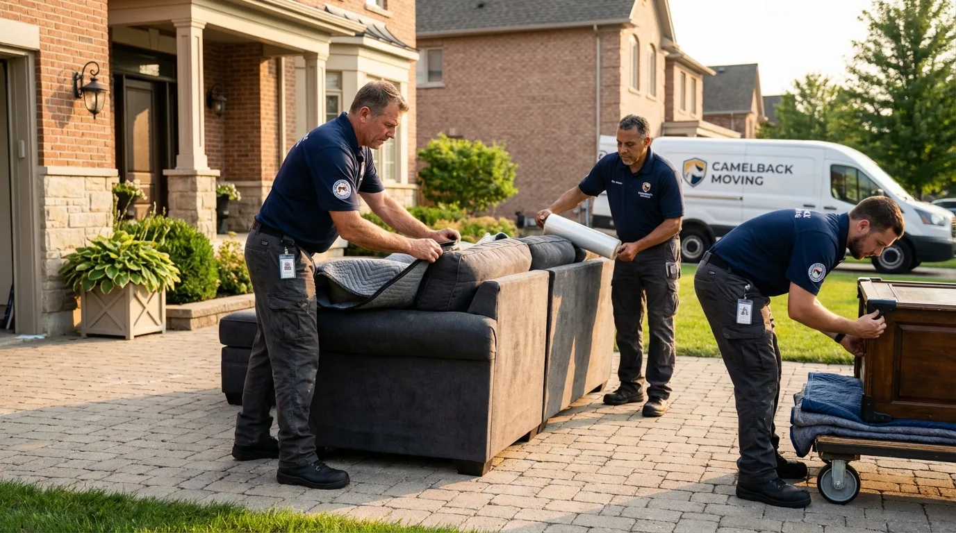Large estate moving crew wrapping furniture in Hughesville, MD